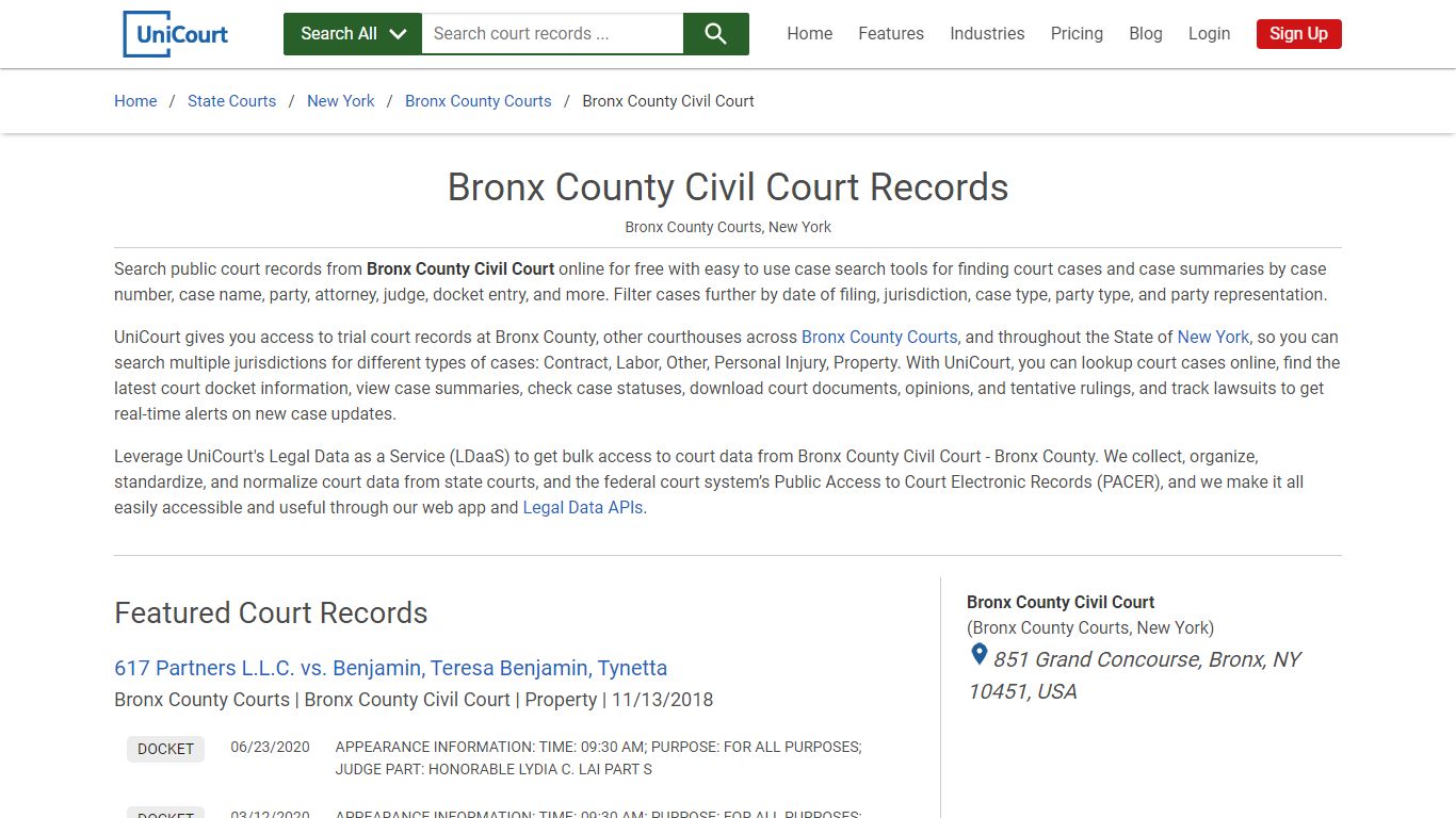 Bronx County Civil Court Records | Bronx | UniCourt